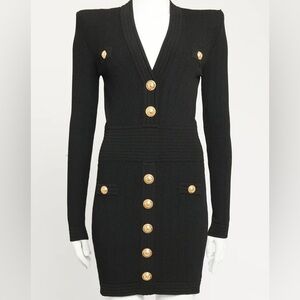 Unbranded Women’s V Neck Knit Dress-Black Size SM